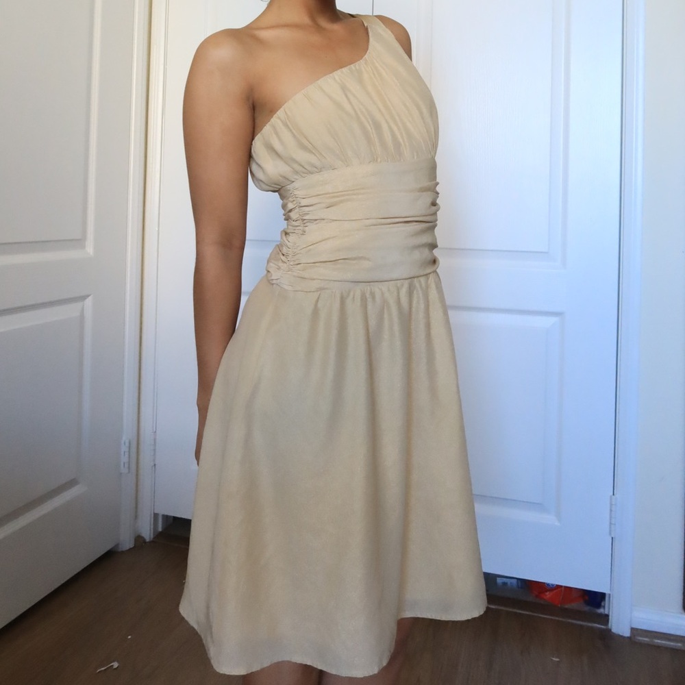00’s Silk gold one shoulder dress